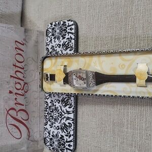 Brighton Vicenza Reversible Watch with Floating Flowers Brown or Black croc band